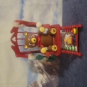 Rocking Teddy Bear music box plays We Wish You a Merry Christmas